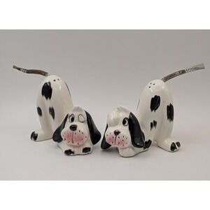 Vintage Norcrest Spring Tail Spotted Dogs Salt Pepper Shakers Japan